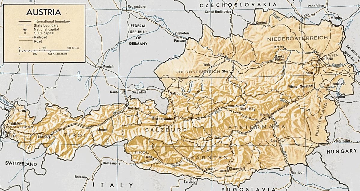 austria e hartave gjeografike