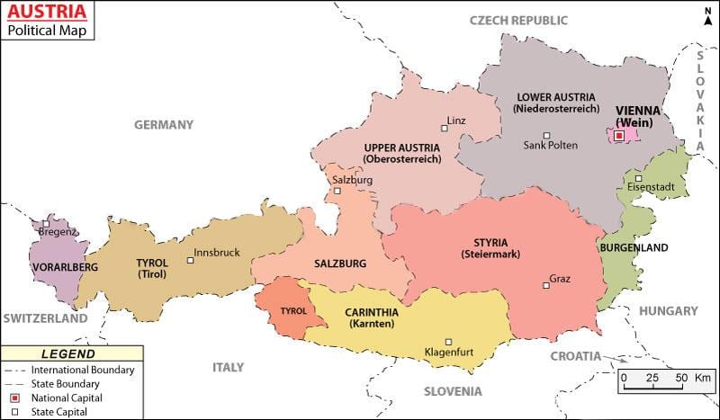 harta e austrisë politike