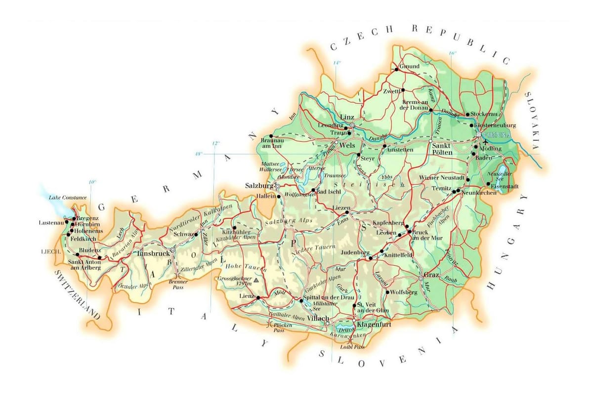 harta e austrisë lartësi