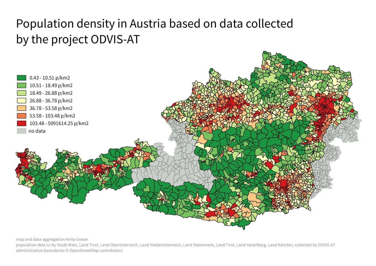 austria dendësia e popullsisë map