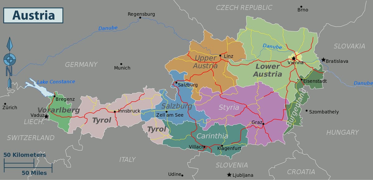 austria tërheqjet hartë