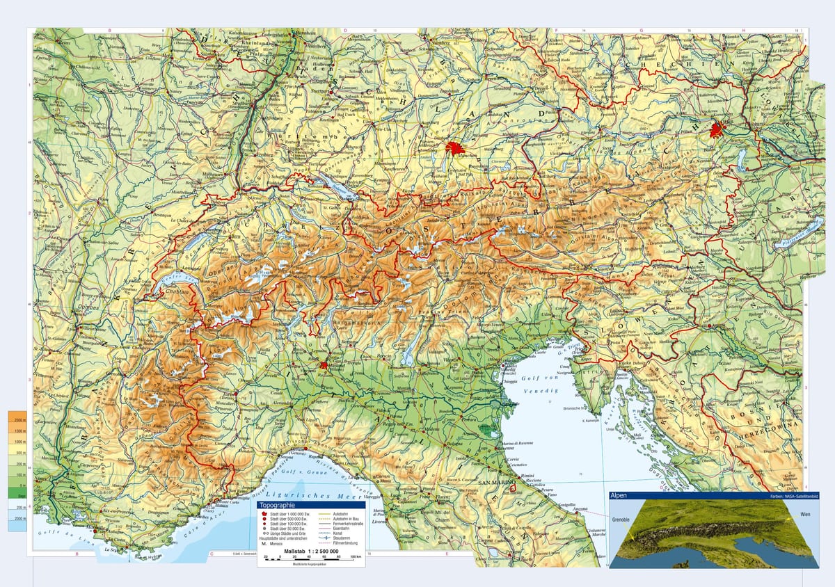 harta e austrisë topografike