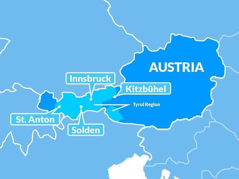 harta e harta e tiroli rajon austri