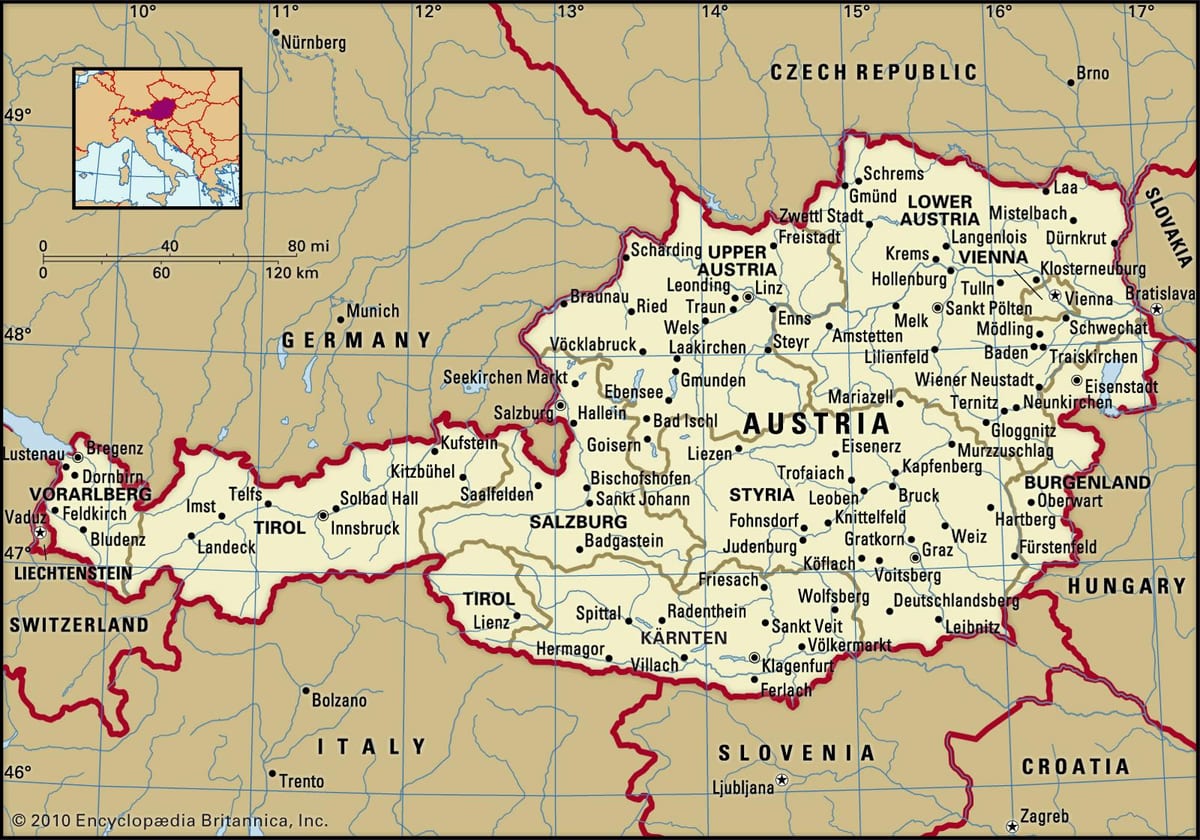 harta e kështjellave në austri