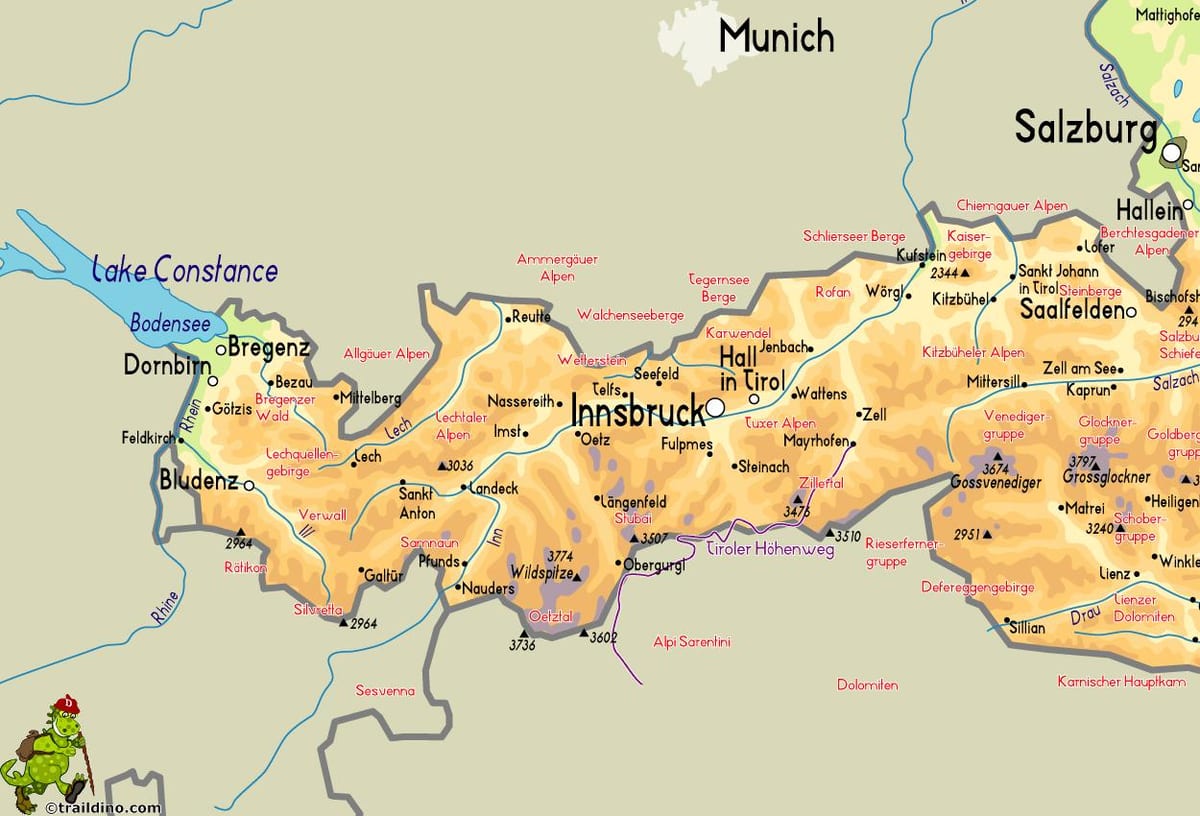 harta e mayrhofen austri